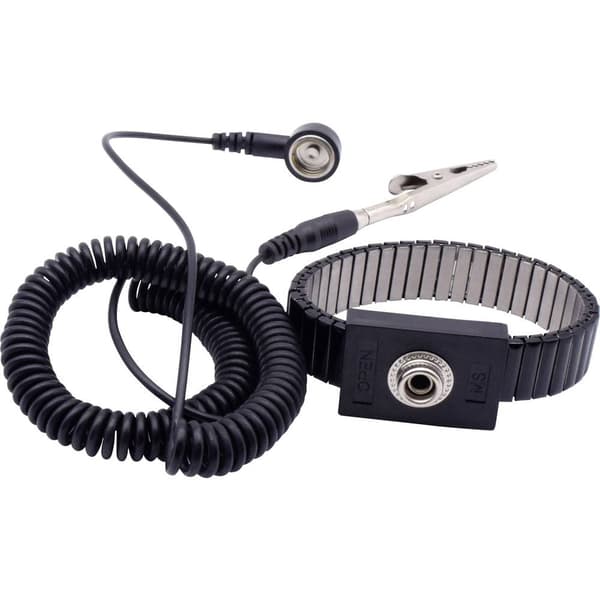 Quadrios ESD-handledsband Svart Tryckknapp 10 mm