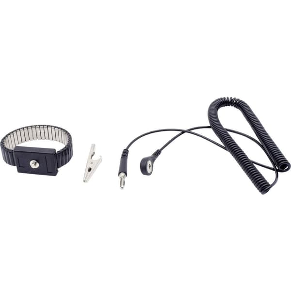 Quadrios ESD-handledsband Svart Tryckknapp 4 mm