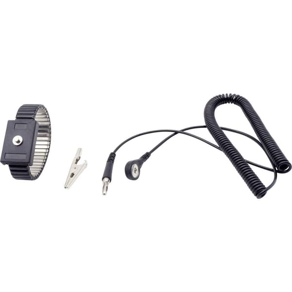 Quadrios ESD-handledsband Svart Tryckknapp 4 mm