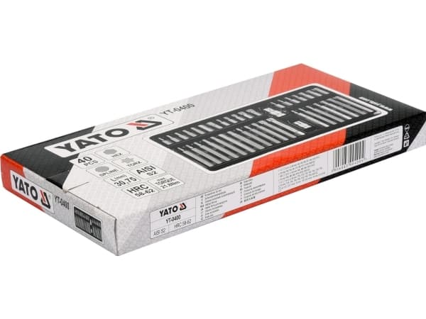 Yato YT-0400, 38 stykker, Hex (metrisk), Torx, T55, T20, T25, T30, T40, 12,4,5,6,7,8,10 mm, 30 mm, 75 mm