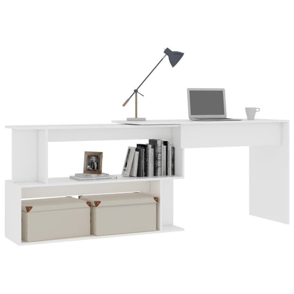 vidaXL Skrivbord hörn vit 200x50x76 cm spånskiva