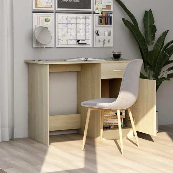 vidaXL Skrivebord sonoma eik 100x50x76 cm sponplate