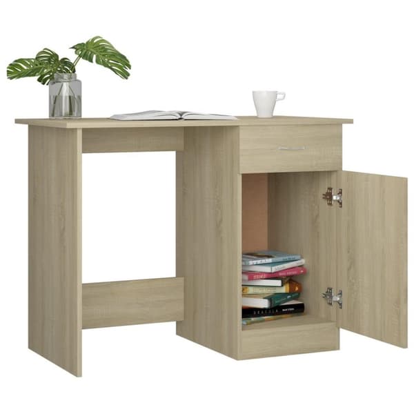 vidaXL Skrivebord sonoma eik 100x50x76 cm sponplate