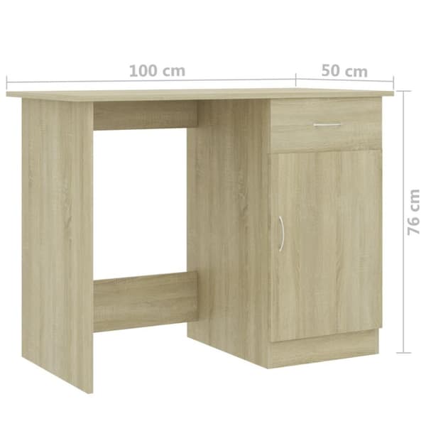 vidaXL Skrivebord sonoma eik 100x50x76 cm sponplate