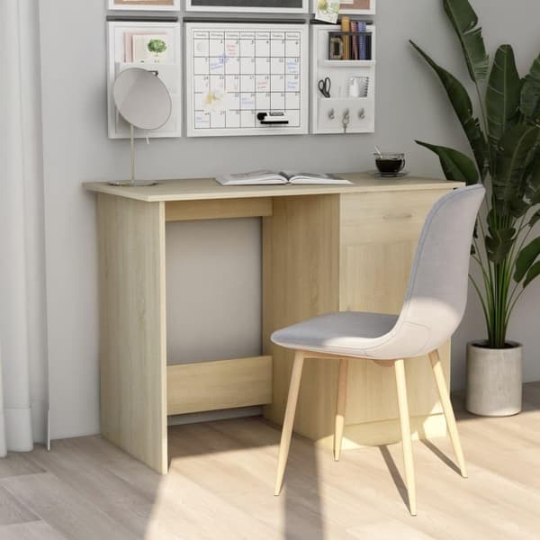 vidaXL Skrivebord sonoma eik 100x50x76 cm sponplate