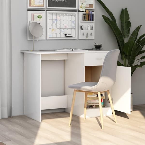 vidaXL Skrivbord vit 100x50x76 cm spånskiva
