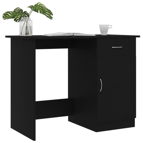 vidaXL skrivebord 100x50x76 cm spånplade sort