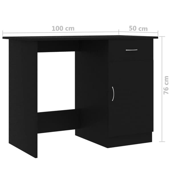vidaXL skrivebord 100x50x76 cm spånplade sort