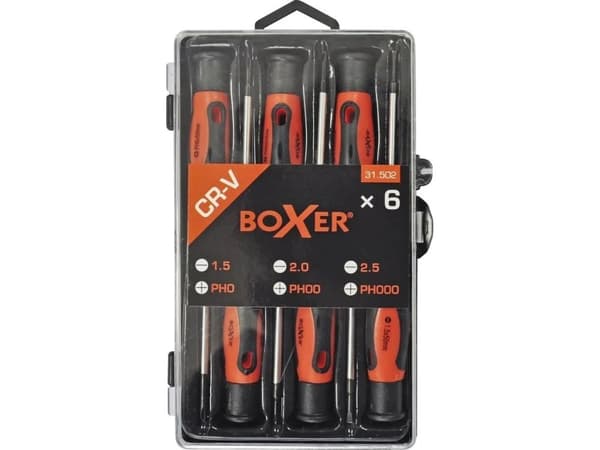 Boxer® PH/LK-tarkkuusruuvimeisselisarja, jossa on 6 osaa