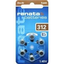 312 Renata 6-Pack X10= 60 stycken hörapparatsbatterier
