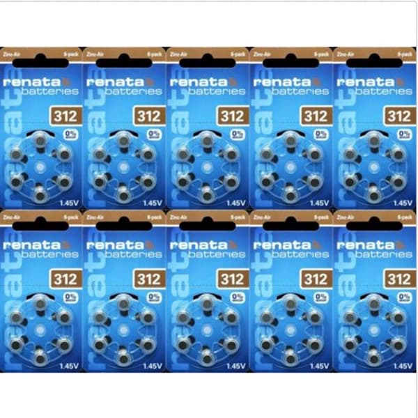312 Renata 6-Pack X10= 60 stycken hörapparatsbatterier