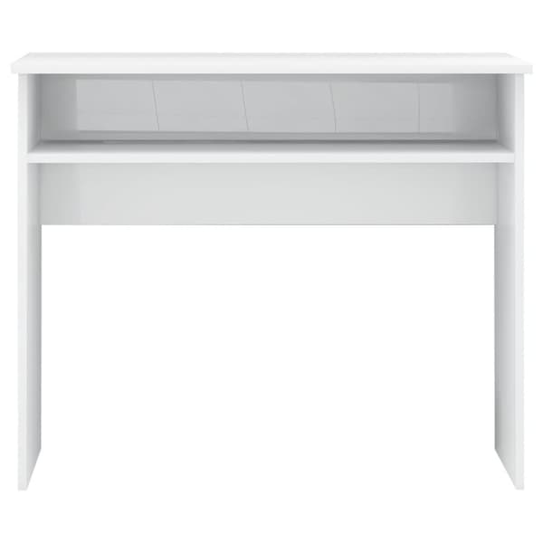 vidaXL Skrivbord vit högglans 90x50x74 cm spånskiva