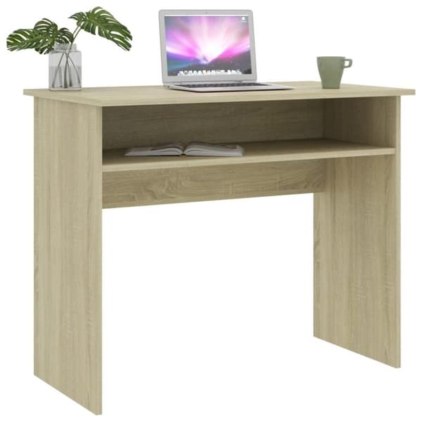 vidaXL Skrivebord sonoma eik 90x50x74 cm sponplate