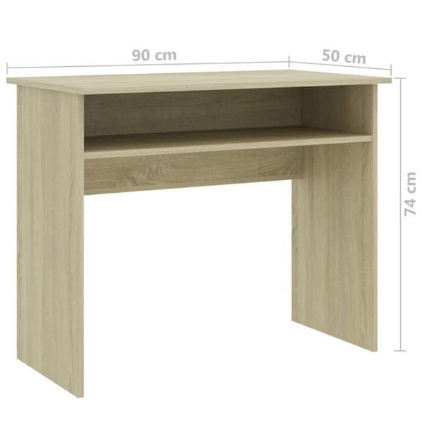 vidaXL Skrivebord sonoma eik 90x50x74 cm sponplate