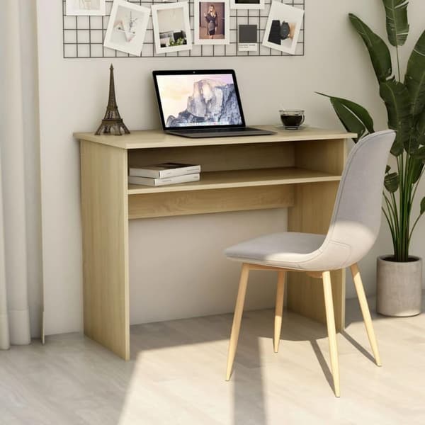 vidaXL Skrivebord sonoma eik 90x50x74 cm sponplate