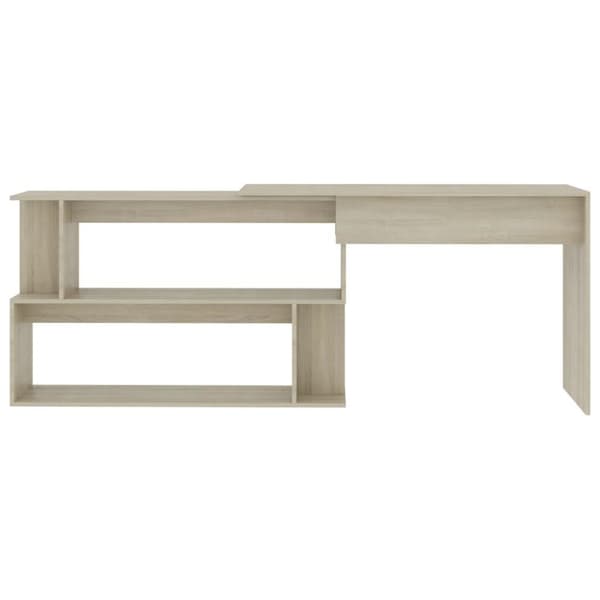 vidaXL hjørneskrivebord 200 x 50 x 76 cm spånplade sonoma-eg