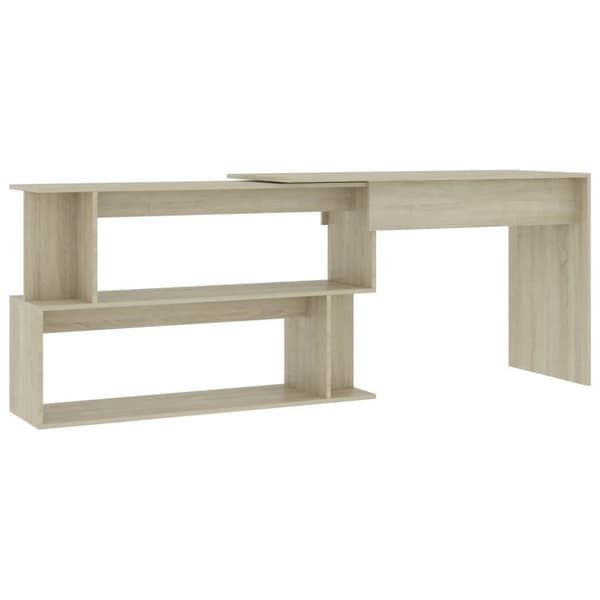 vidaXL hjørneskrivebord 200 x 50 x 76 cm spånplade sonoma-eg