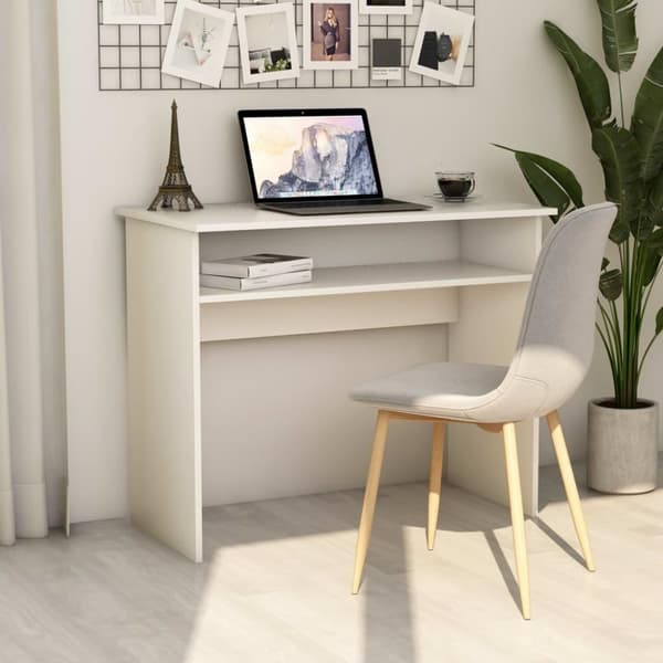 vidaXL skrivebord 90x50x74 cm spånplade hvid