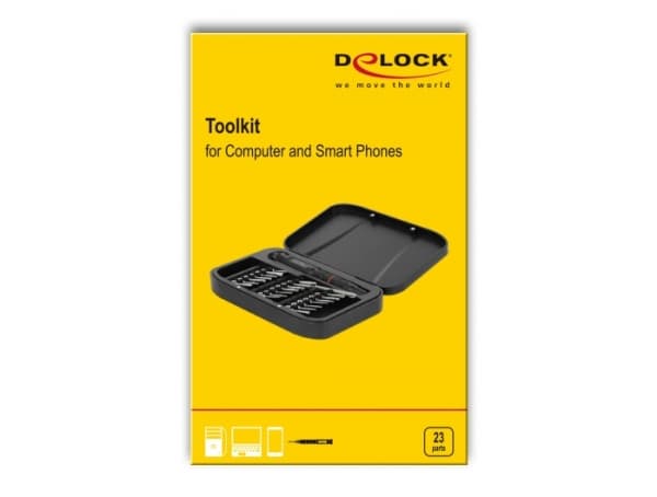 DeLOCK 64066, 22 kpl, Viisisakarainen pentalobe, Phillips, Paikka, Torx, Kolmikärkinen, PH 0,PH 00,PH 000,PH 1,PH 2, 1.5,3.5 mm, T2,T3,T5, TR10,TR6,T