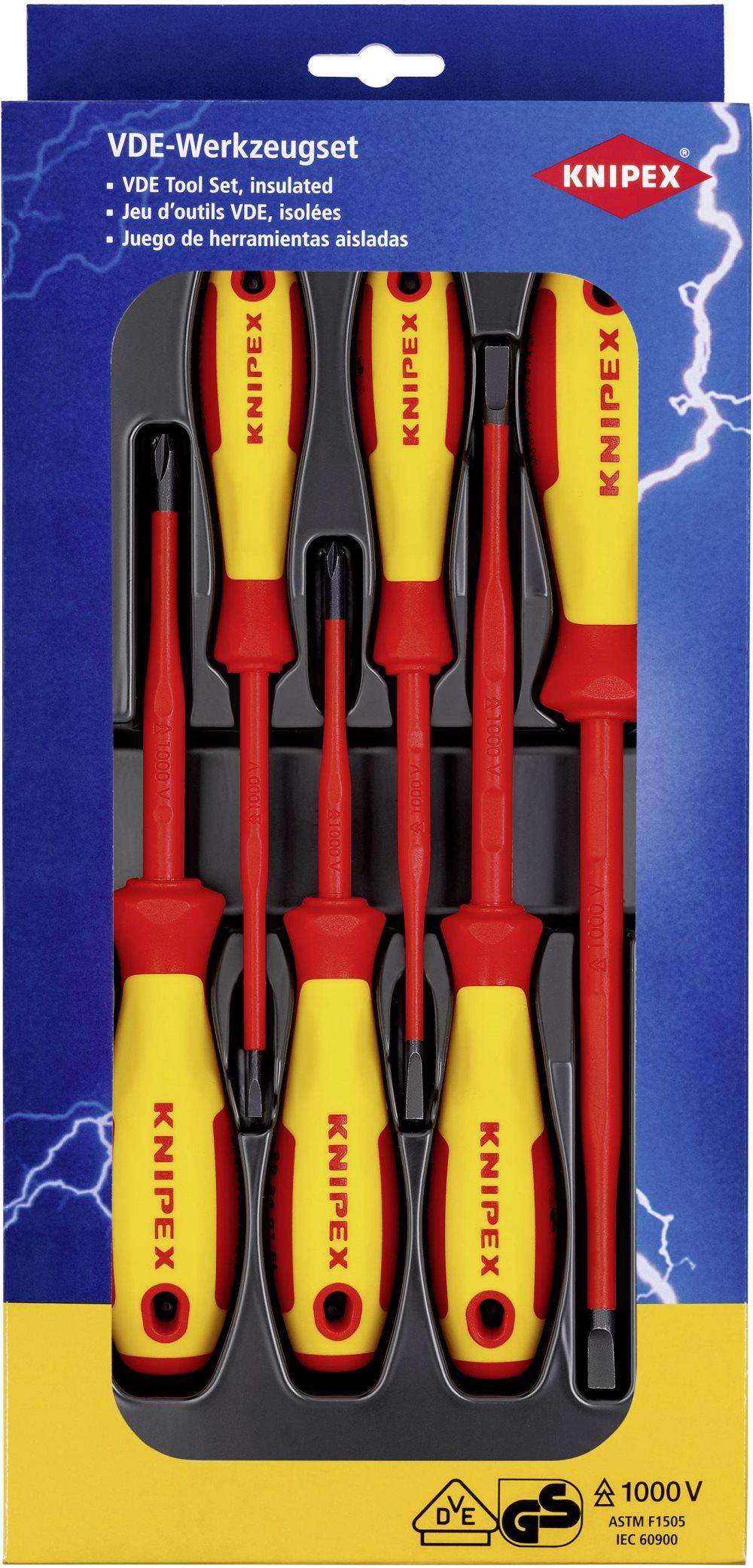 Knipex VDE Skruetrækker-sæt 6 dele Kærv, Krydskærv Phillips
