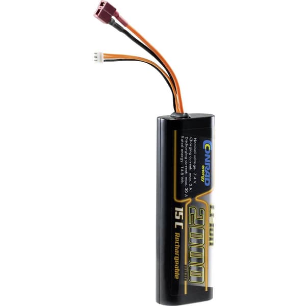 Conrad energy RC Batteripack (Li-ion) 7.4 V 2000 mAh Antal celler: 2 15 C Hardcase T-kontaktsystem