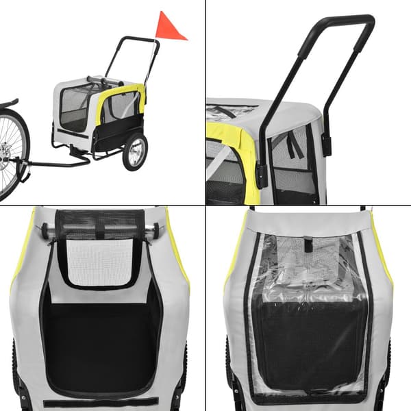 Cykelkärra joggingvagn för hundar 1 stålram gul grå svart [pro.tec]