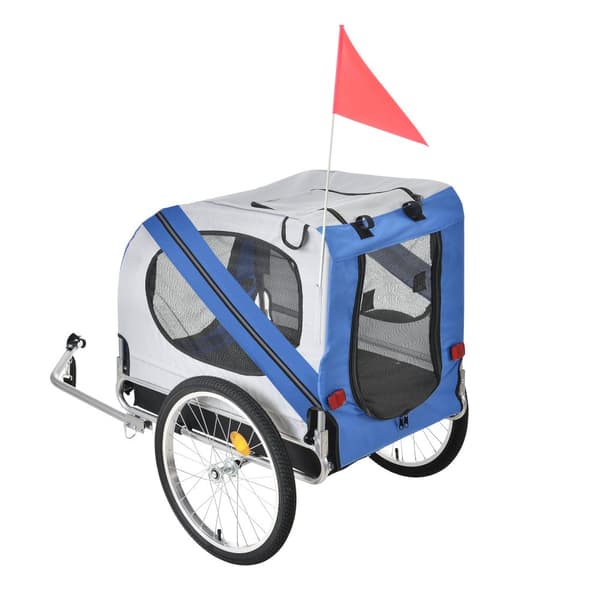 [pro.tec]® Hundetransport - cykelanhænger til transport af hunde - bærekapacitet: 26 kg - blå/grå/sort