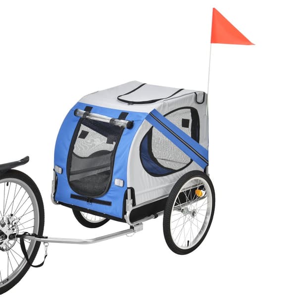 [pro.tec]® Hundetransport - cykelanhænger til transport af hunde - bærekapacitet: 26 kg - blå/grå/sort