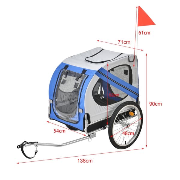 [pro.tec]® Hundetransport - cykelanhænger til transport af hunde - bærekapacitet: 26 kg - blå/grå/sort