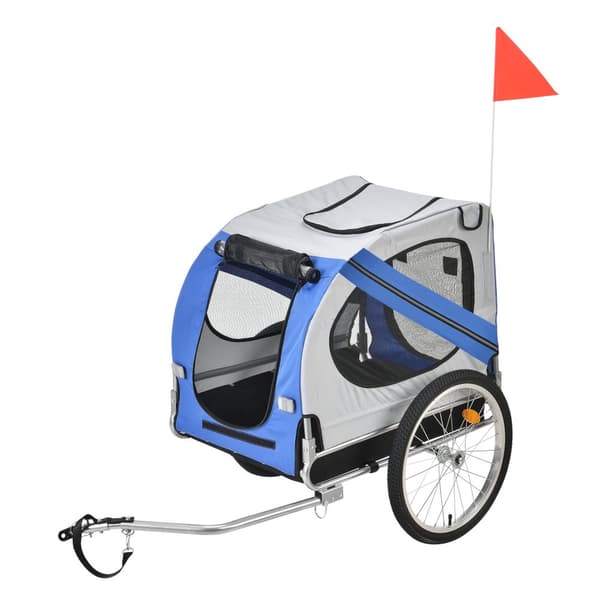 [pro.tec]® Hundetransport - cykelanhænger til transport af hunde - bærekapacitet: 26 kg - blå/grå/sort