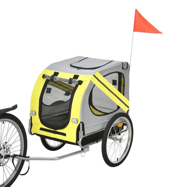 [pro.tec]® Hundetransport - cykelanhænger til transport af hunde - bærekapacitet: 26 kg - gul/grå/sort