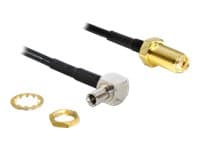 Delock - Antennadapter - TS-9 hane till SMA hona - 14.5 cm - svart - 90° kontakt