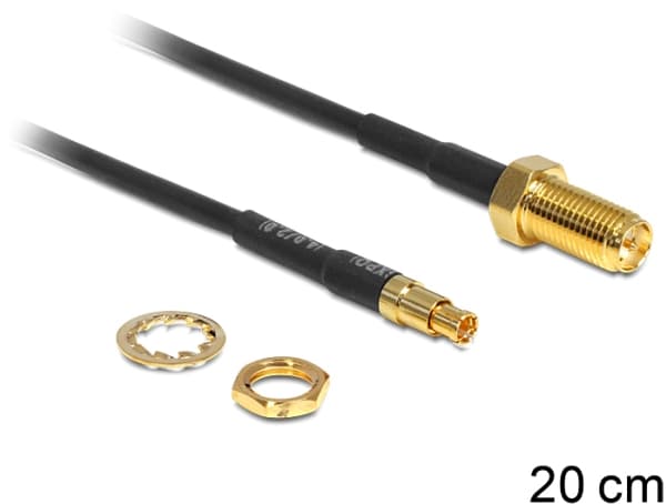 Delock - Antennadapter - TS-9 hane till RP-SMA hona - 20 cm - svart