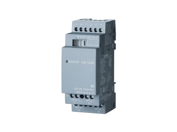 LOGO! DM8 12/24R, laajennusmoduuli PU/I/O: 12, 24V/12V/24V/m, 2TE, 4 DI/4 DO