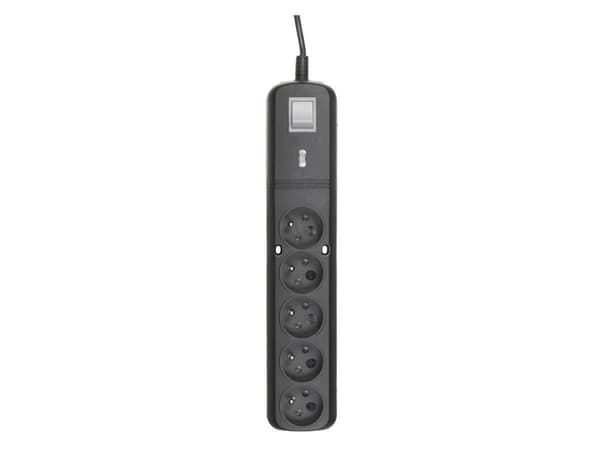 LESTAR LV530W 2,5M, 155 J, 5 AC-pistorasia(a), Tyyppi E, 50 Hz, Type F (Schuko), Musta, Harmaa