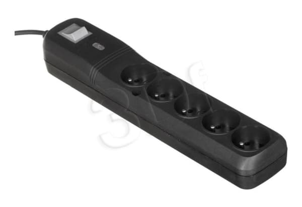 LESTAR LV530W 2,5M, 155 J, 5 AC-pistorasia(a), Tyyppi E, 50 Hz, Type F (Schuko), Musta, Harmaa