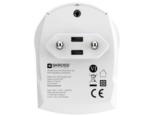 Skross 1.302421, Innendørs, AC, 5 V, 2,4 A, Hvit