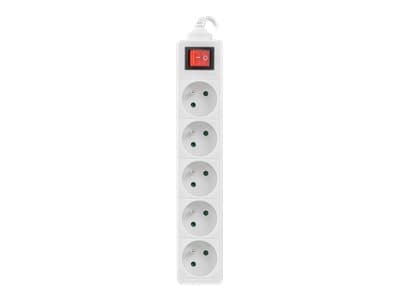 Lanberg PS1-05E-0300-W, 3 m, 5 AC-pistorasia(a), Sisä- ja ulkotila, Tyyppi E, IP20, 1 mm²