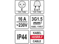 Pikkukuva 5 / 5: Yato YT-81052, Musta, Polyvinyylikloridi (PVC), 4 AC-pistorasia(a), Tyyppi E, Tyyppi E, Suora
