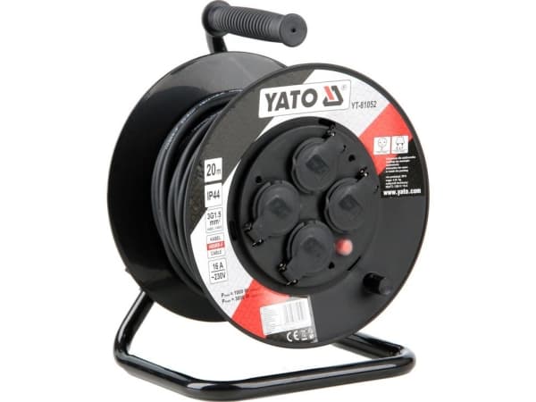 Yato YT-81052, Musta, Polyvinyylikloridi (PVC), 4 AC-pistorasia(a), Tyyppi E, Tyyppi E, Suora