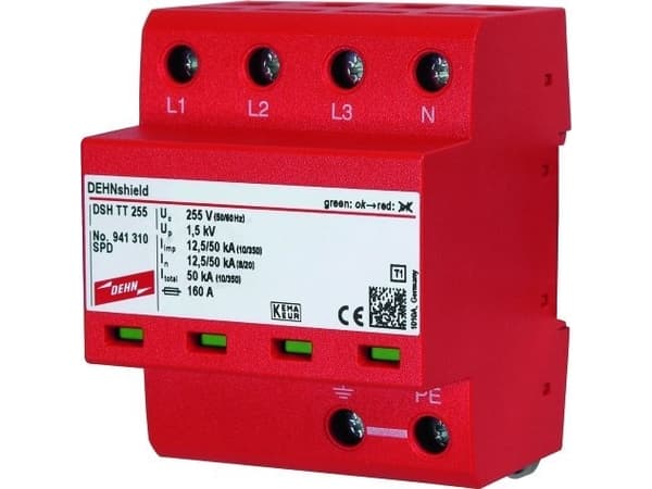DEHN DSH TT 255, Pääte, 230 - 400 V, 50 - 60 Hz, 50000 A, Punainen, Termoplastinen
