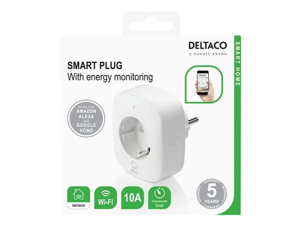 DELTACO SH-P01E - Smart kontakt - trådlös - 802.11b/g/n - 2.4 Ghz - vit
