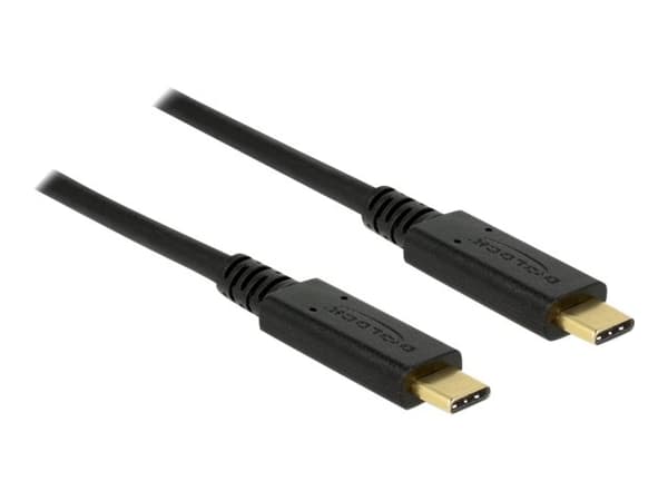 Delock - USB-kabel - 24 pin USB-C (hane) till 24 pin USB-C (hane) - USB 3.1 Gen 2 - 3 A - 1 m - svart