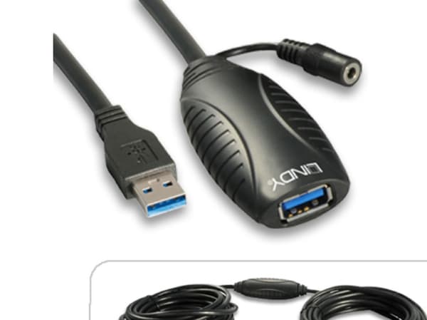 Lindy 43156, 10 m, USB A, USB A, USB 3.2 Gen 1 (3.1 Gen 1), 5 Gbit/s, Sort