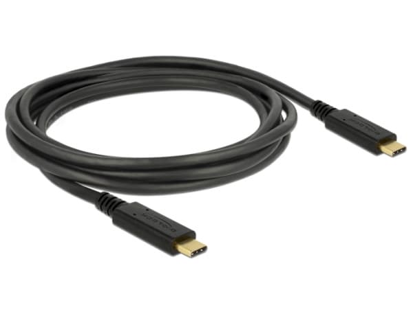 Delock - USB-kabel - 24 pin USB-C (hane) till 24 pin USB-C (hane) - USB 3.1 Gen 1 - 3 A - 2 m - svart