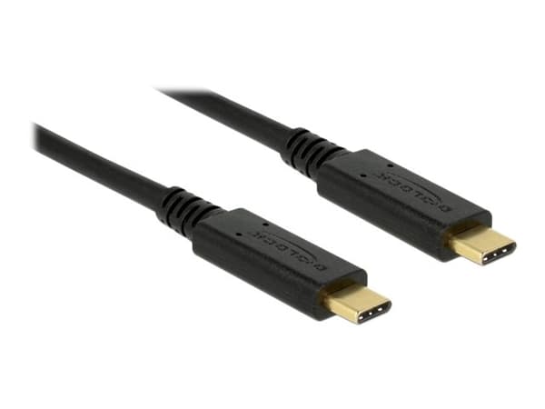 Delock - USB-kabel - 24 pin USB-C (hane) till 24 pin USB-C (hane) - USB 3.1 Gen 1 - 3 A - 2 m - svart