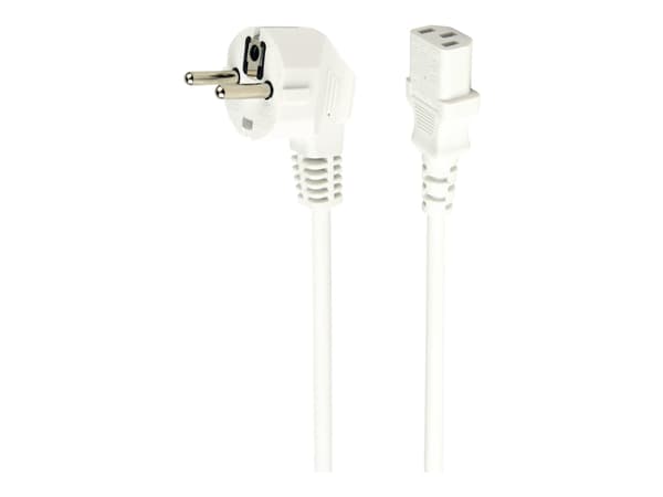 Gembird PC-186W-VDE - Strømkabel - power CEE 7/7 (hann) vinklet til power IEC 60320 C13 rett - 10 A - 1.8 m - formstøpt - hvit - Tyskland