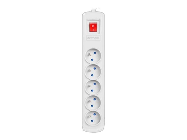 Armac R5 - Effektband - AC 230 V - 2300 Watt - ingång: ström - utgångskontakter: 5 (5 x power 3-pole) - 1.5 m sladd - grå