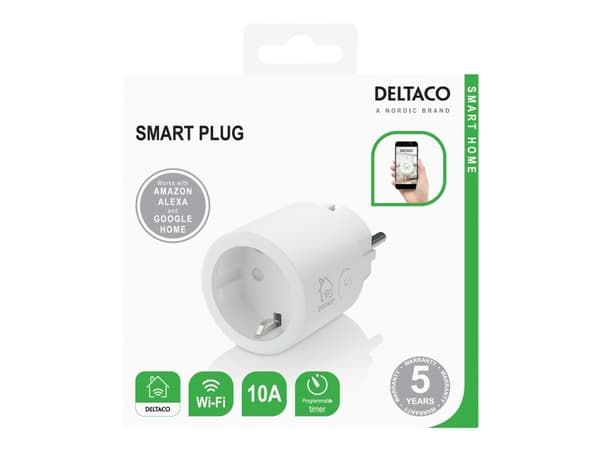 DELTACO SH-P01 - Smartplugg - trådløs - 802.11b/g/n - 2.4 Ghz - hvit