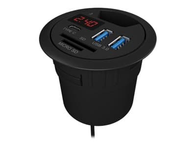 ICY BOX IB-Hub1404 - Hubb - 2 x SuperSpeed USB 3.0 + 1 x USB-C - försänkt montering möjlig
